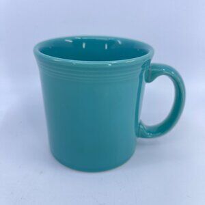 vintage fiesta turquoise ceramic coffee mug by hlc usa